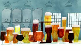 Various beer glasses in different shapes and colors, representing the Beer Styles Online Course.