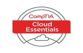 CompTIA Cloud Essentials+ certification logo with cloud imagery and text, representing the CompTIA Cloud Essentials+ Exam Voucher course.