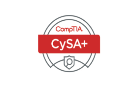 CYSA+ logo with bold design and dynamic colors, representing the CompTIA Cybersecurity Analyst Exam Voucher course.