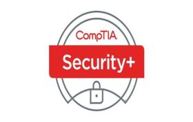 CompTIA Security+ logo with shield and key, symbolizing cybersecurity expertise, representing the CompTIA Security+ Exam Voucher course.